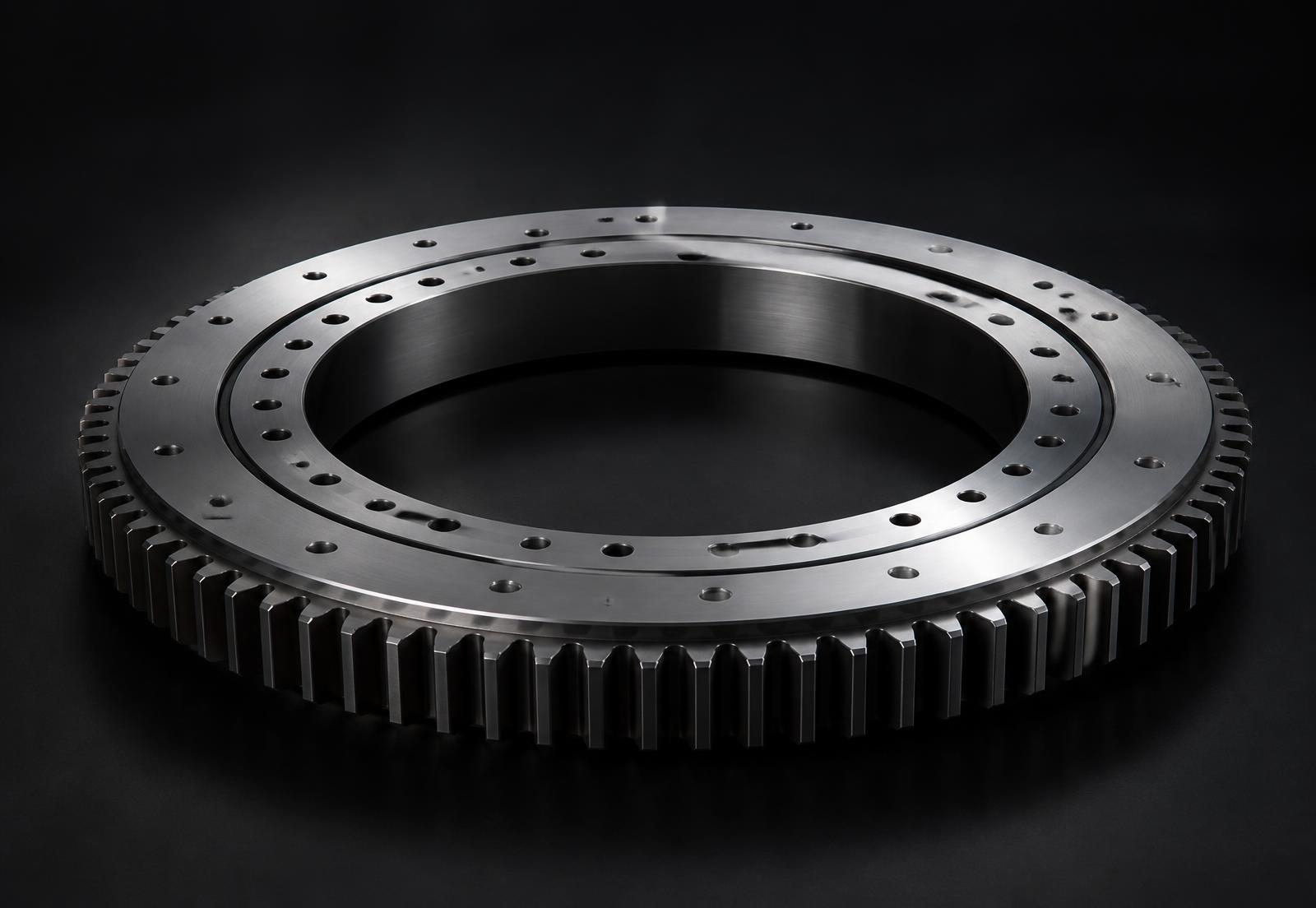 Steel slewing ring bearing with external gear teeth