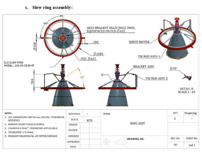 233-25-2500-FF slew ring assembly drawing for aerospace engine fixture, Ø2681 mm