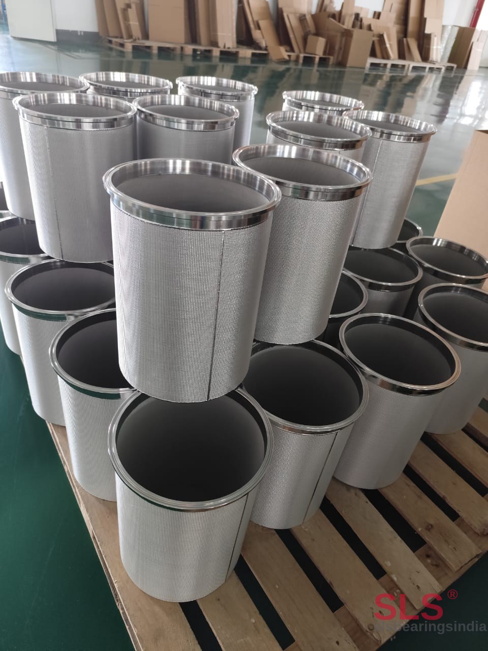 Batch of SS316L sintered mesh filter elements ready for despatch at a partnered OEM facility
